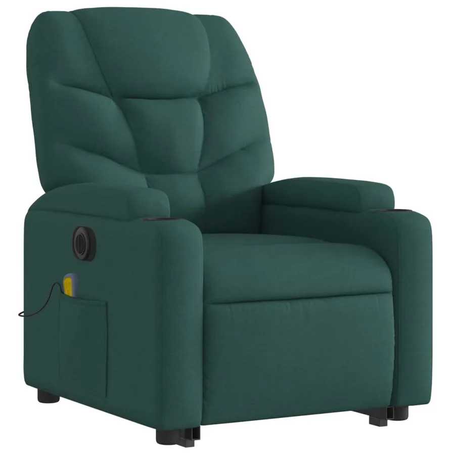Fauteuil inclinable de massage électrique Vert foncé Tissu - 4