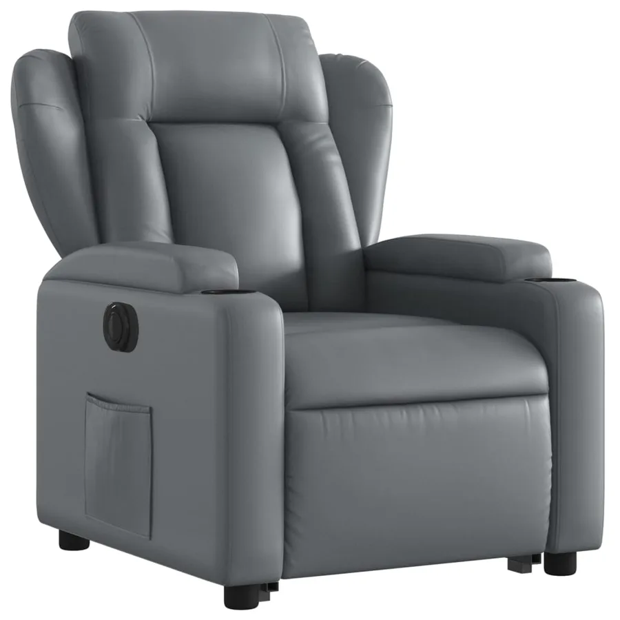 Fauteuil inclinable électrique gris similicuir - 4