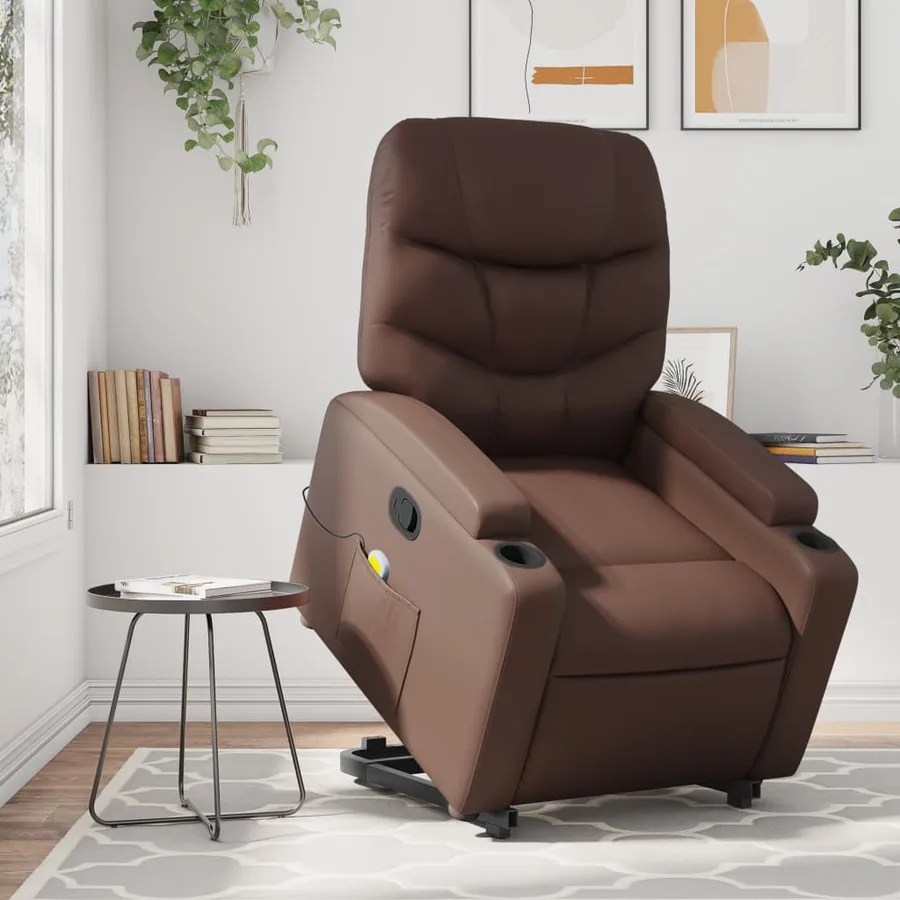 Fauteuil inclinable de massage Marron Similicuir - 16