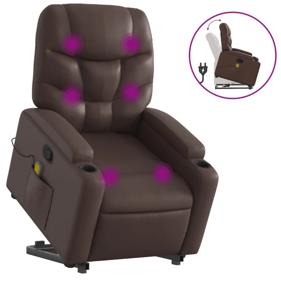 Fauteuil inclinable de massage Marron Similicuir - 2