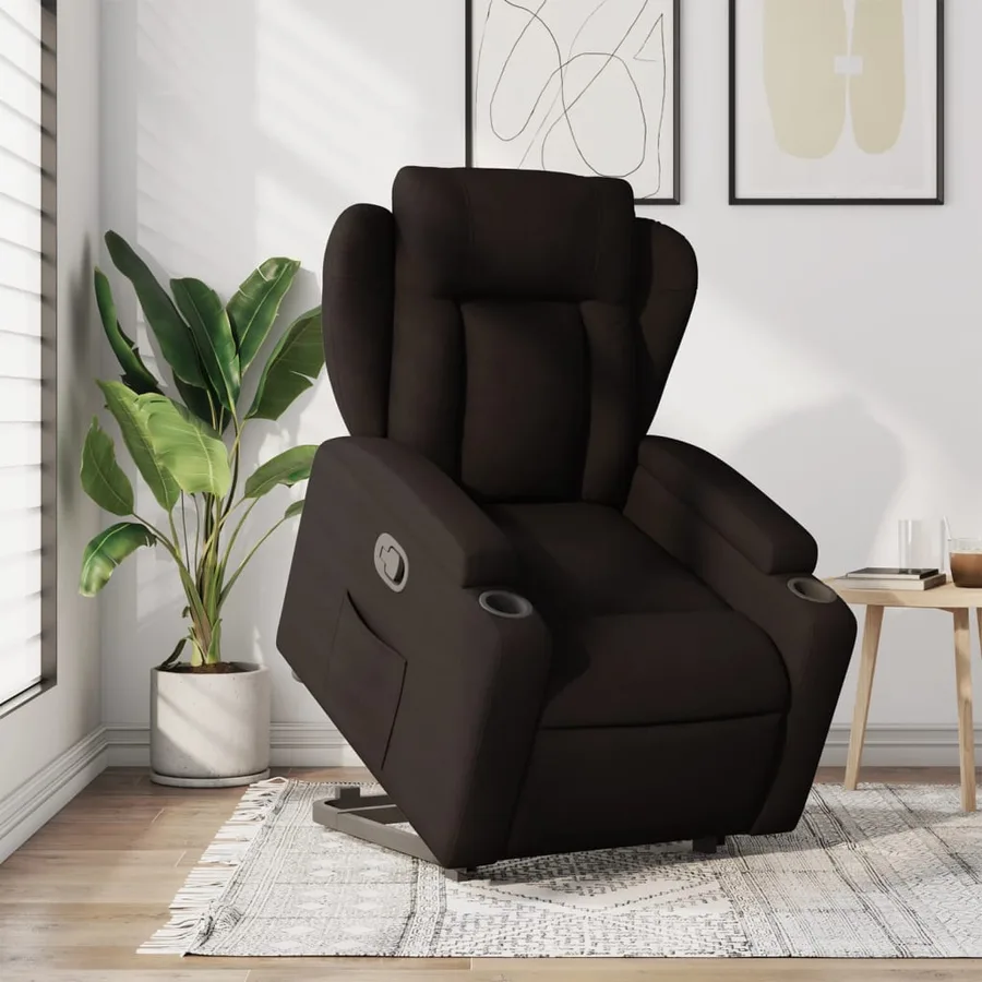 Fauteuil inclinable marron foncé tissu - 16