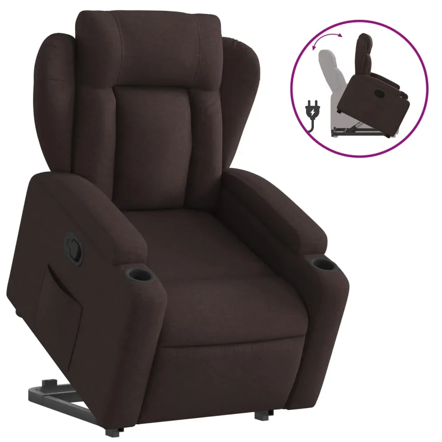 Fauteuil inclinable marron foncé tissu - 2