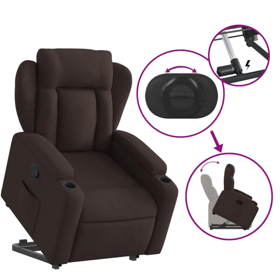 Fauteuil inclinable marron foncé tissu - 6