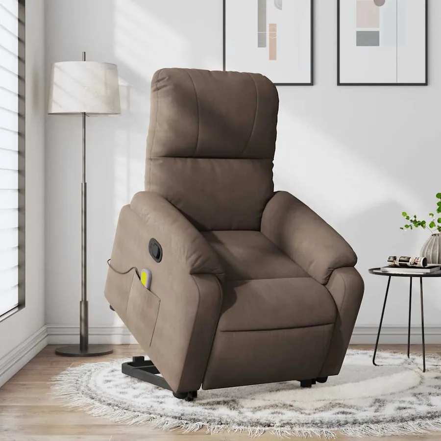 Fauteuil inclinable de massage marron tissu microfibre - 15