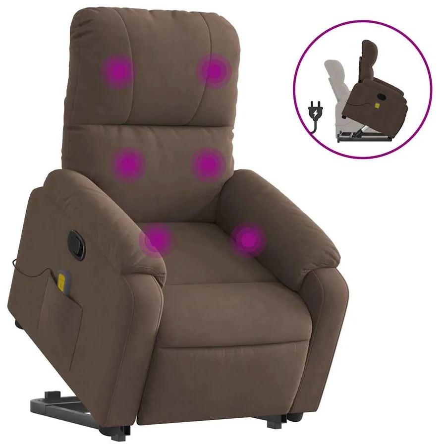 Fauteuil inclinable de massage marron tissu microfibre - 2
