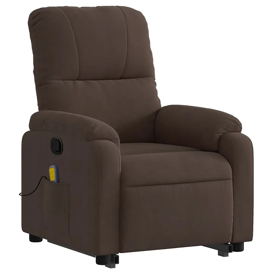 Fauteuil inclinable de massage marron tissu microfibre - 4