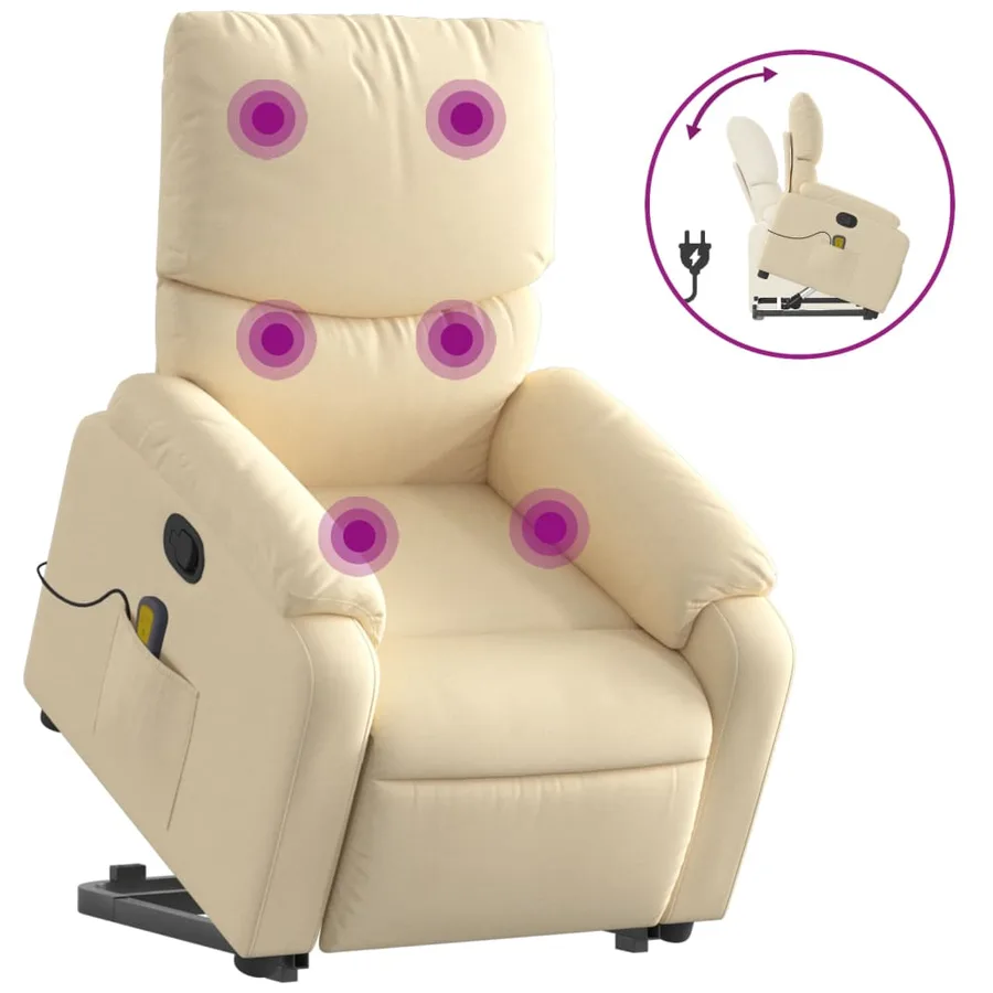 Fauteuil inclinable de massage Crème Tissu - 2
