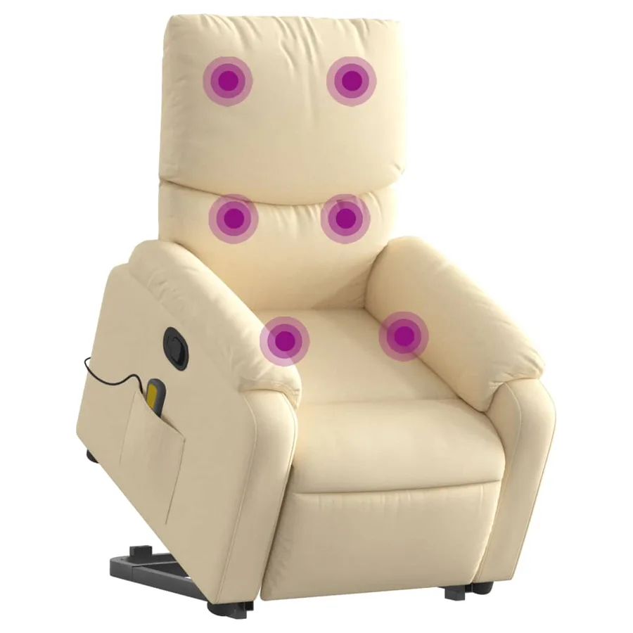 Fauteuil inclinable de massage Crème Tissu - 3
