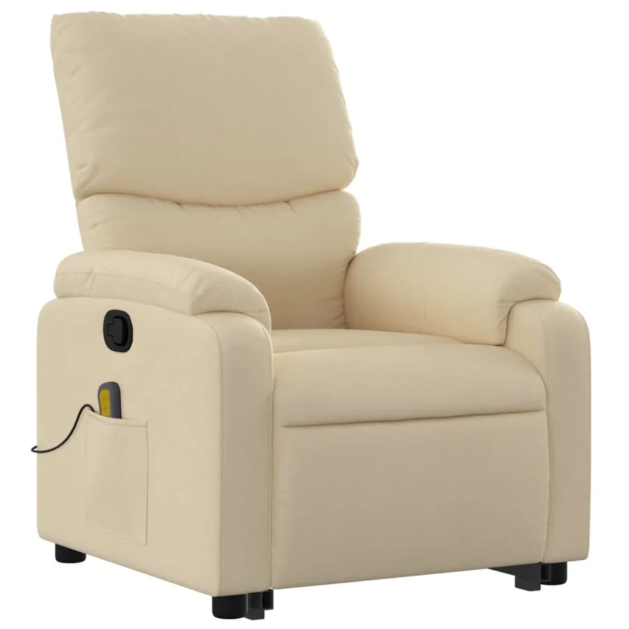 Fauteuil inclinable de massage Crème Tissu - 4