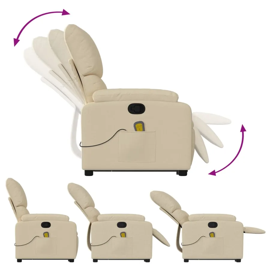 Fauteuil inclinable de massage Crème Tissu - 7