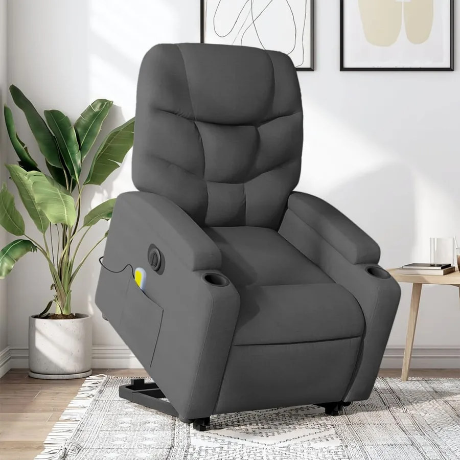 Fauteuil inclinable de massage électrique Gris foncé Tissu