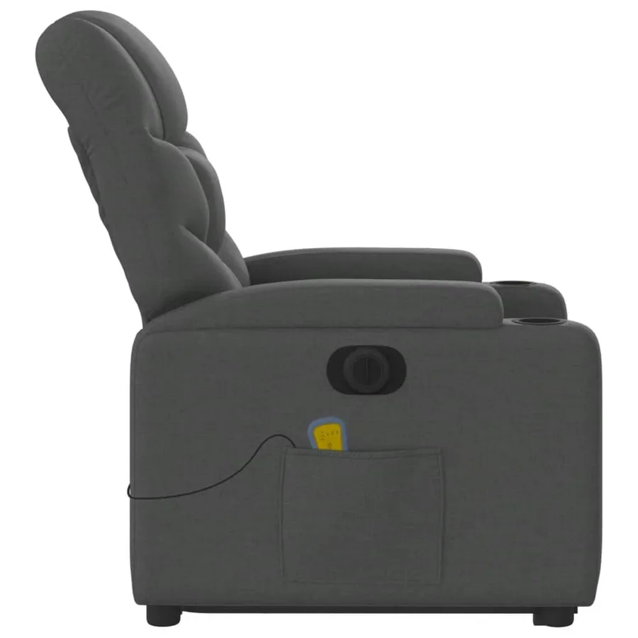 Fauteuil inclinable de massage électrique Gris foncé Tissu - 10