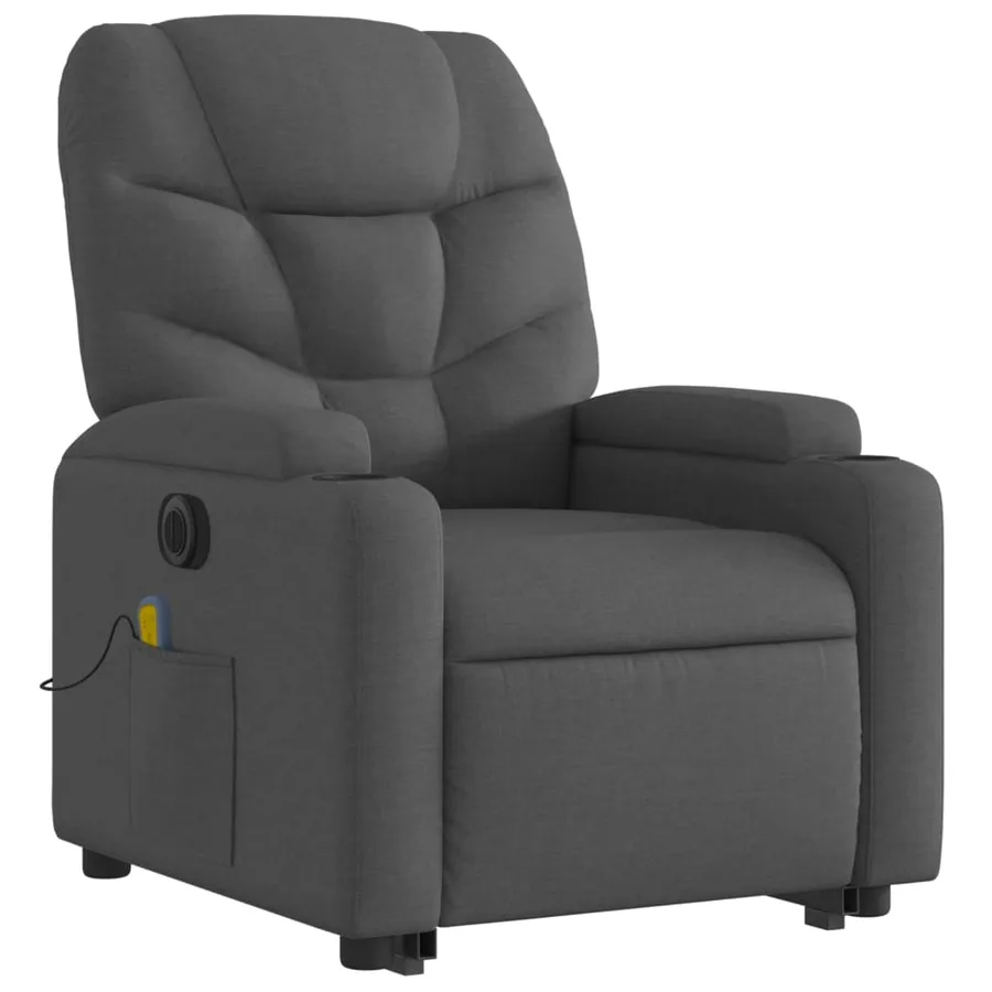 Fauteuil inclinable de massage électrique Gris foncé Tissu - 4