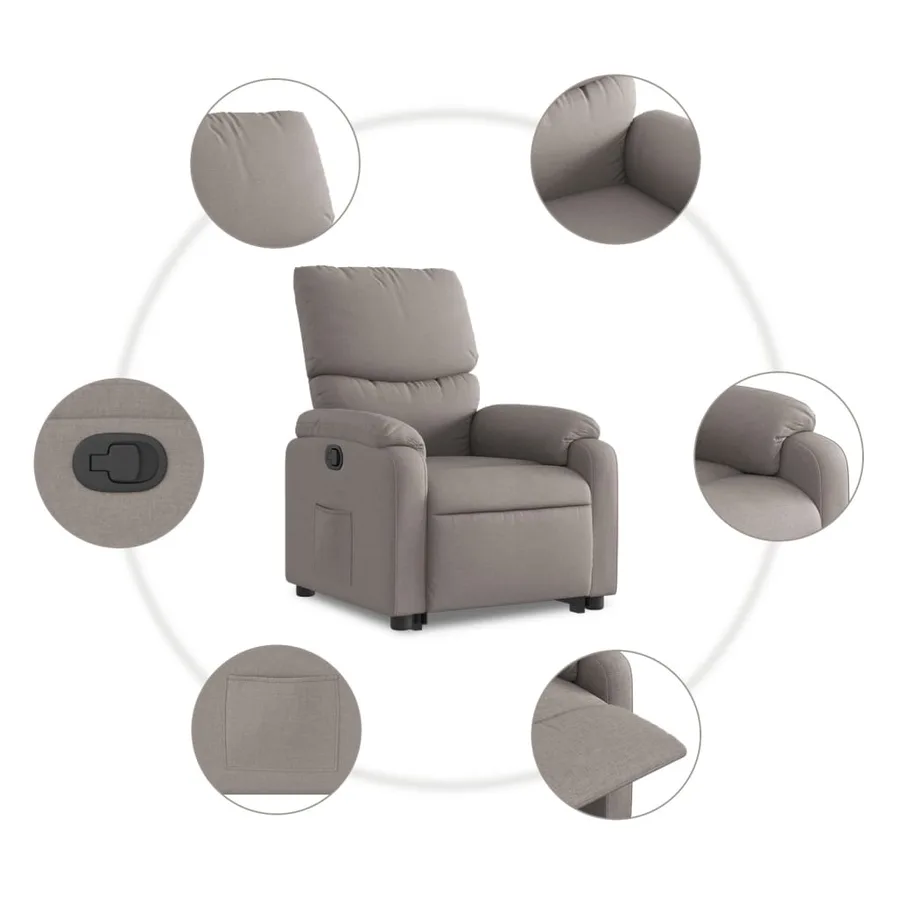 Fauteuil inclinable taupe tissu - 8
