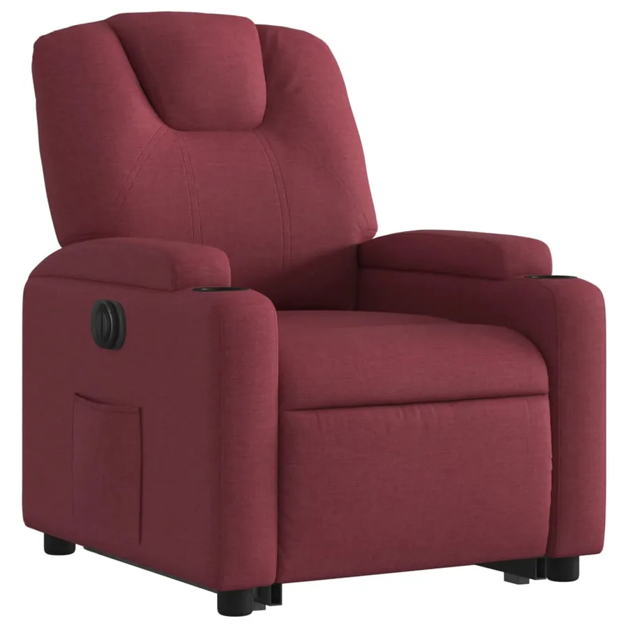 Fauteuil inclinable électrique rouge bordeaux tissu - 4