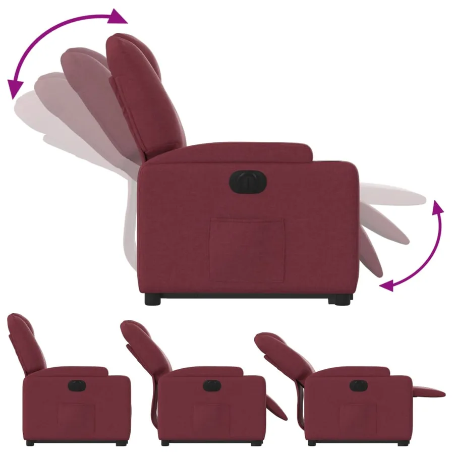 Fauteuil inclinable électrique rouge bordeaux tissu - 7