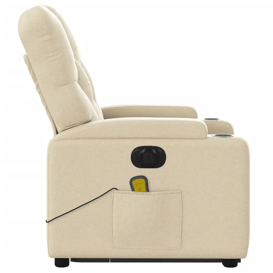Fauteuil inclinable de massage électrique Crème Tissu - 10