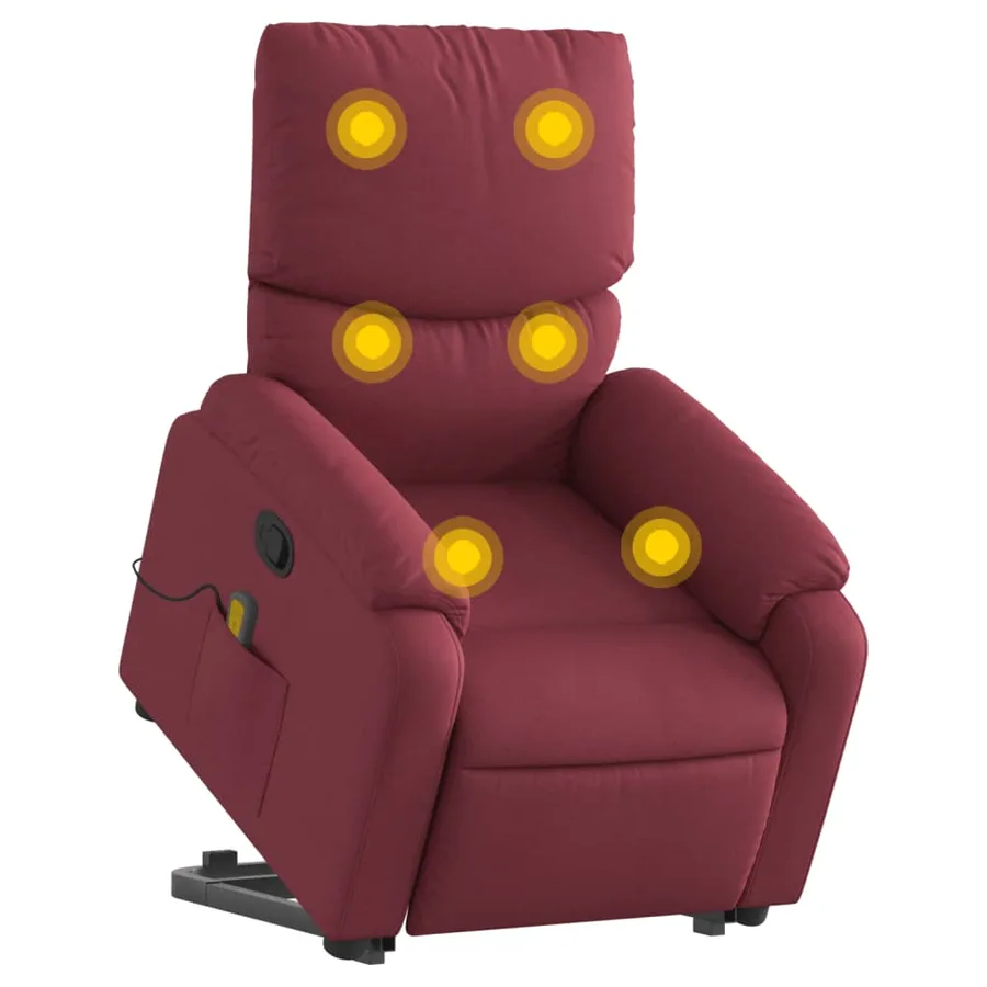 Fauteuil inclinable de massage Rouge bordeaux Tissu - 3