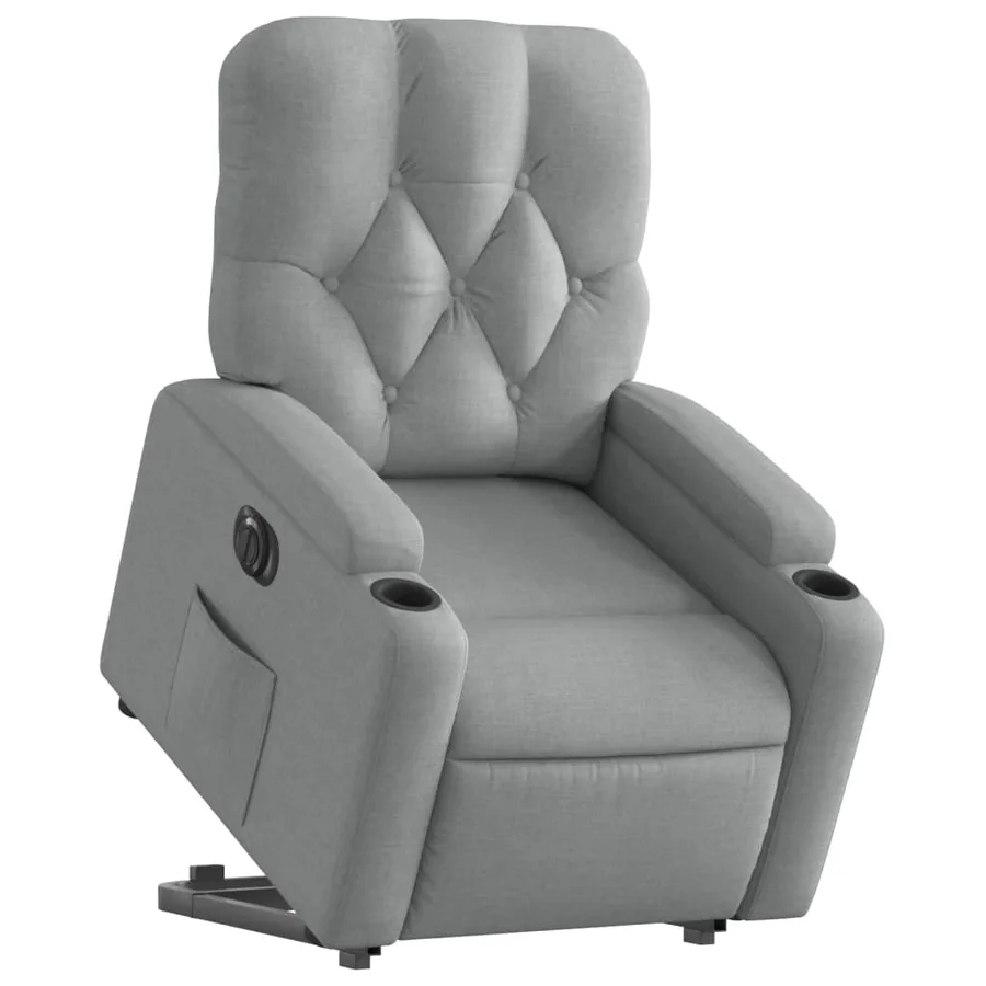 Fauteuil inclinable électrique gris clair tissu - 3