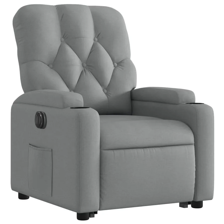 Fauteuil inclinable électrique gris clair tissu - 5