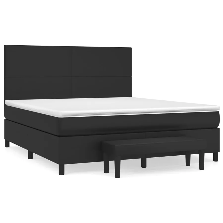 Sommier à lattes de lit avec matelas Noir 180x200 cm Similicuir - 2