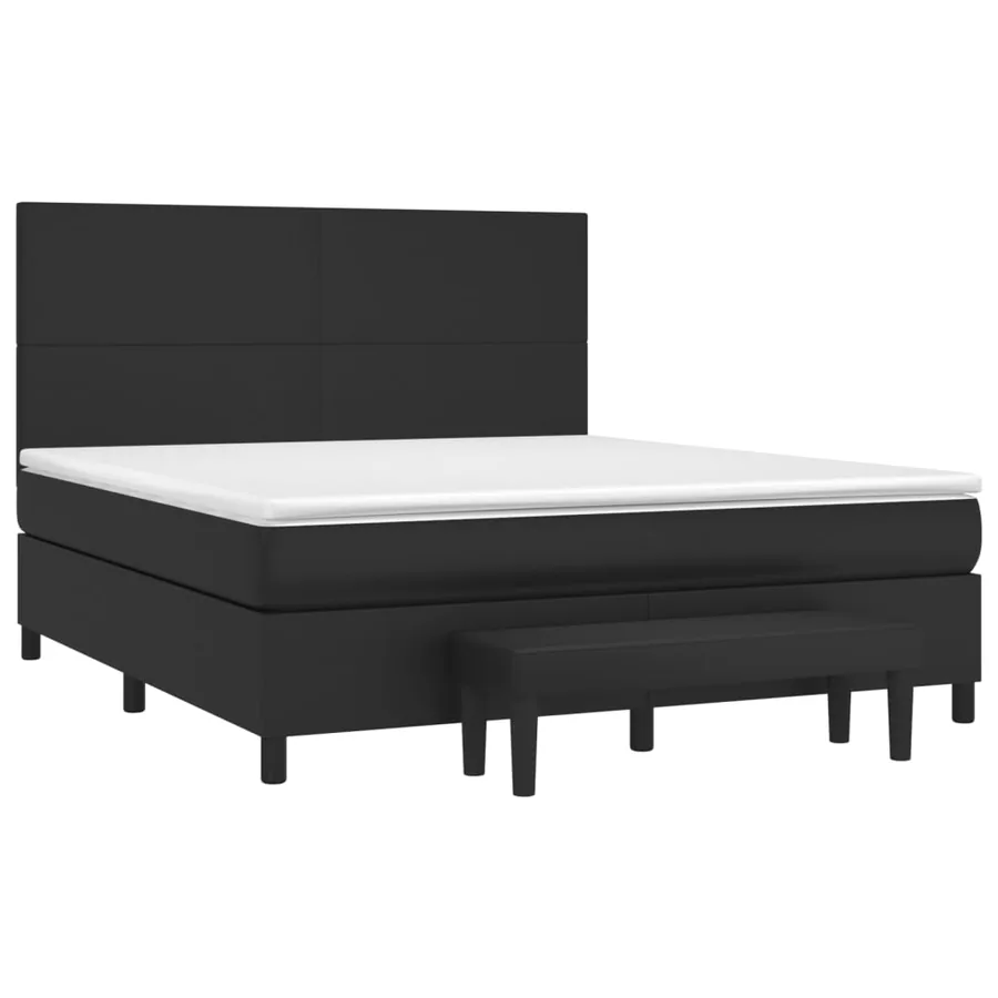 Sommier à lattes de lit avec matelas Noir 180x200 cm Similicuir - 3