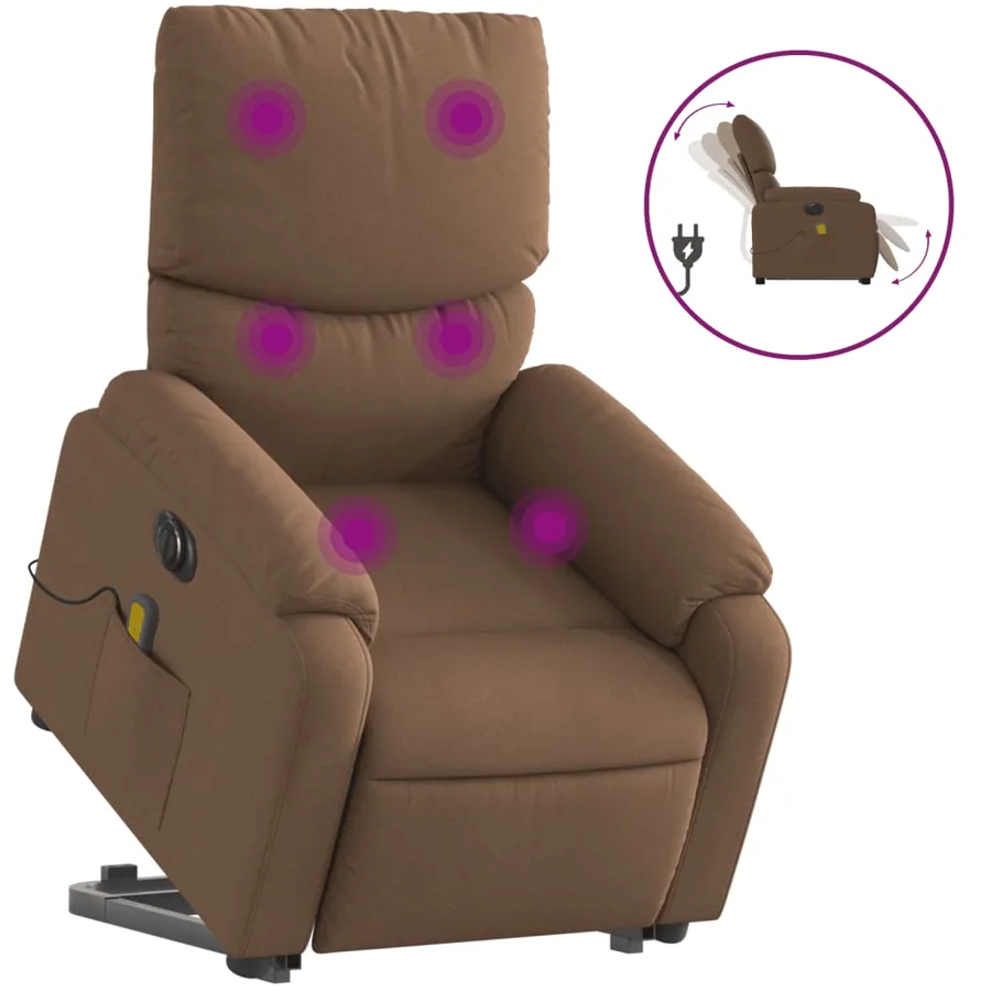 Fauteuil inclinable de massage électrique Marron Tissu - 2