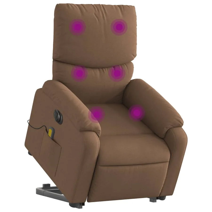 Fauteuil inclinable de massage électrique Marron Tissu - 3