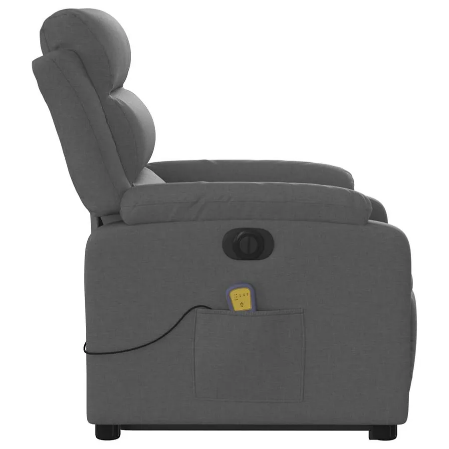 Fauteuil inclinable de massage électrique Gris foncé Tissu - 10