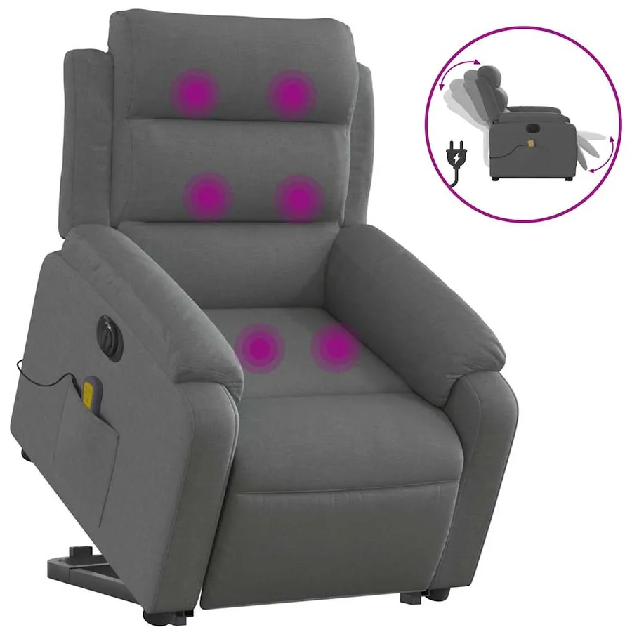 Fauteuil inclinable de massage électrique Gris foncé Tissu - 2