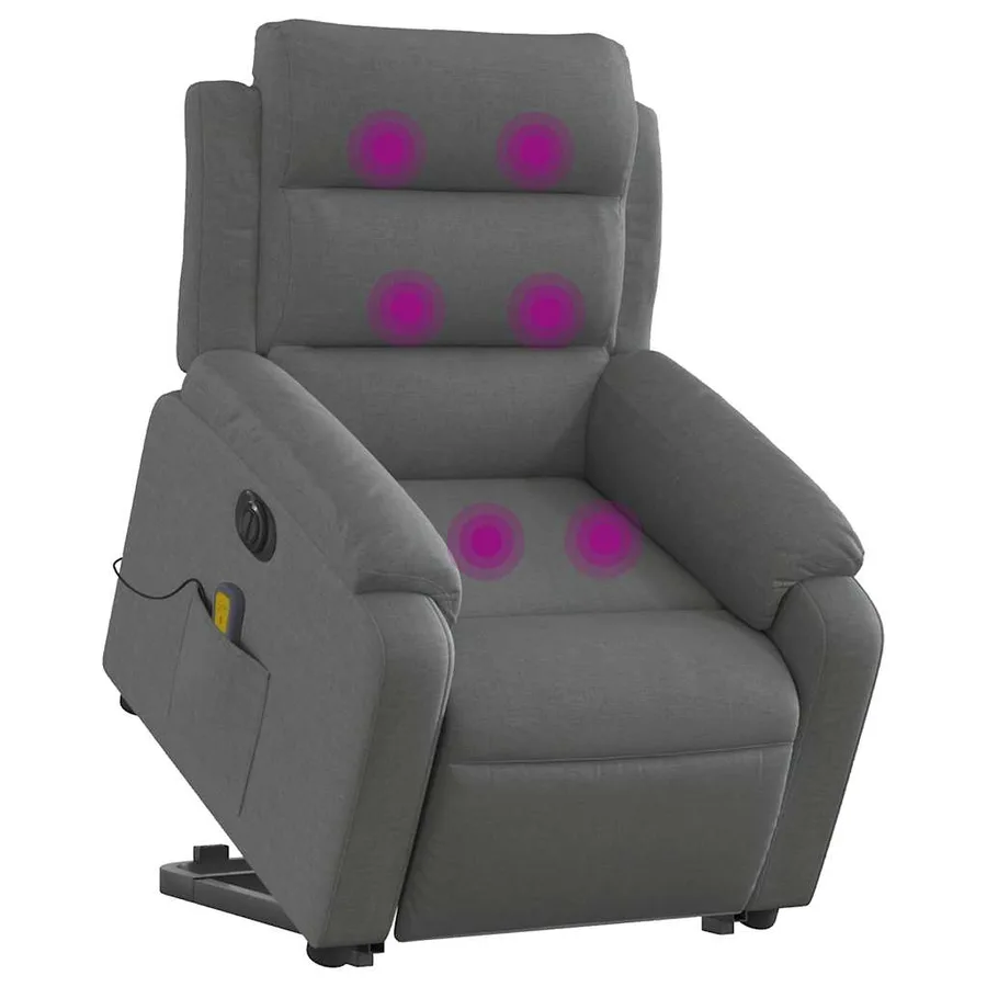 Fauteuil inclinable de massage électrique Gris foncé Tissu - 3
