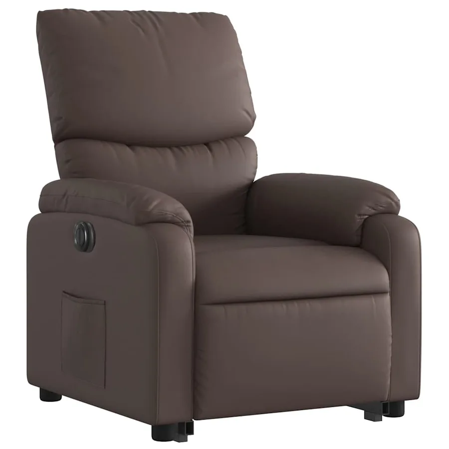 Fauteuil inclinable électrique marron similicuir - 4