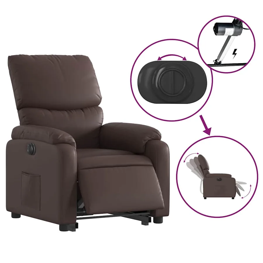Fauteuil inclinable électrique marron similicuir - 6
