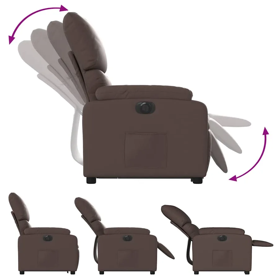Fauteuil inclinable électrique marron similicuir - 7