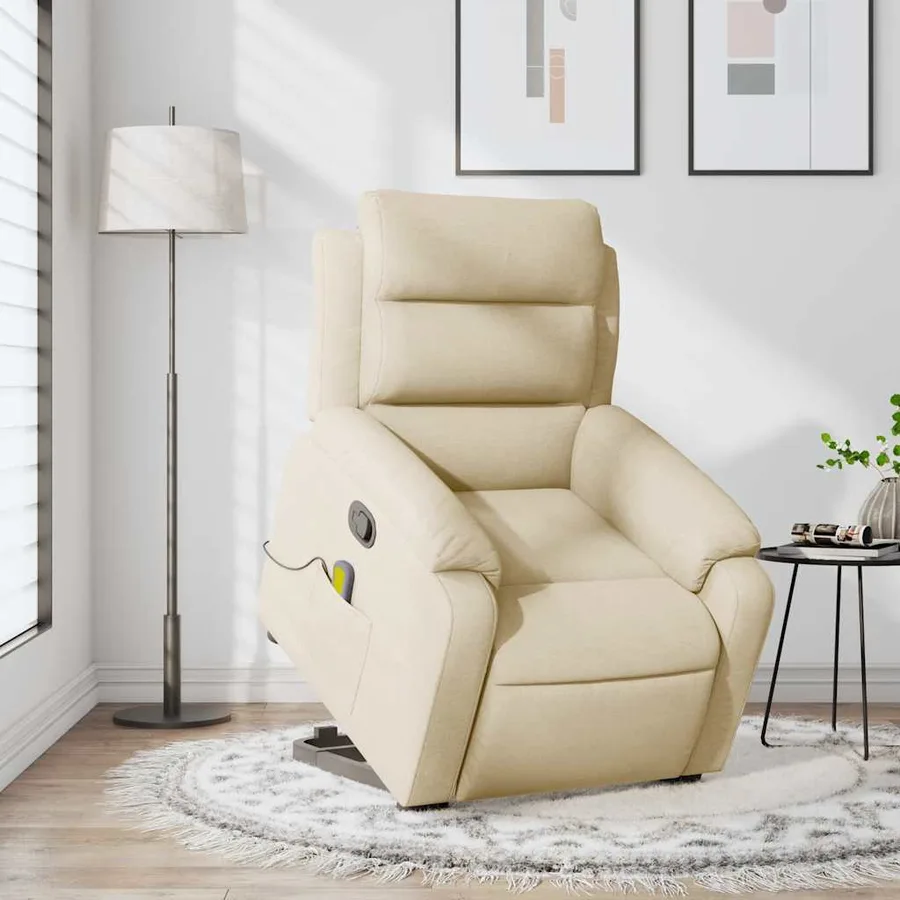 Fauteuil inclinable de massage Crème Tissu - 15