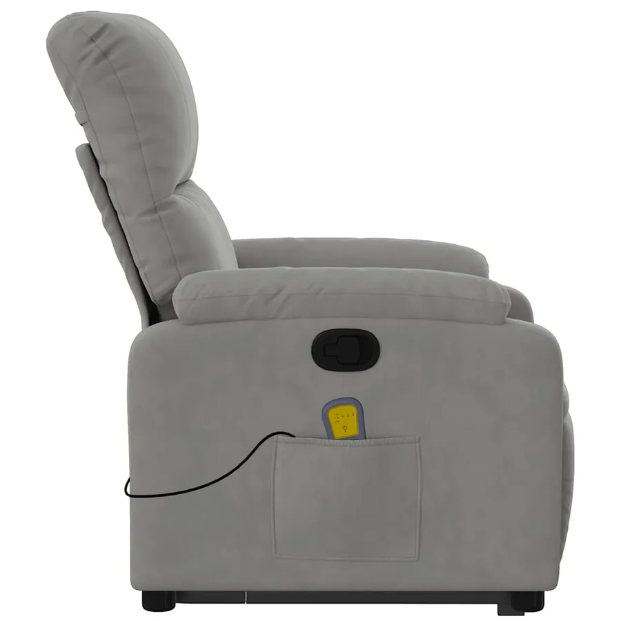 Fauteuil inclinable de massage gris clair tissu microfibre - 10