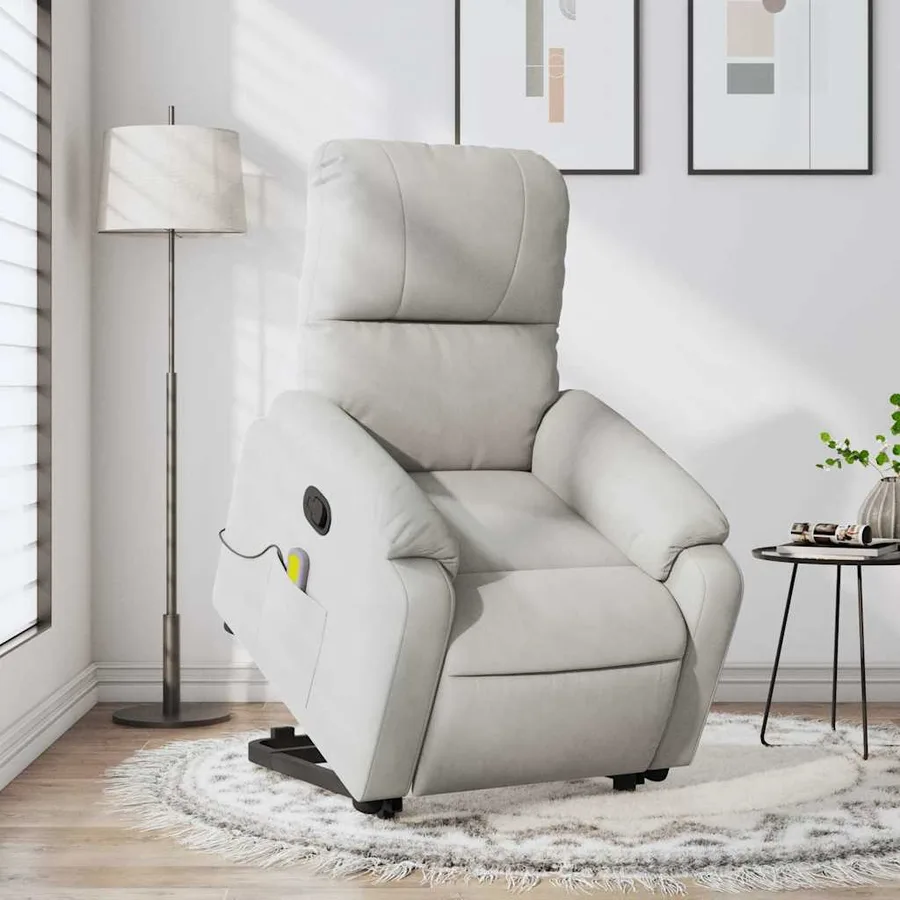 Fauteuil inclinable de massage gris clair tissu microfibre - 16