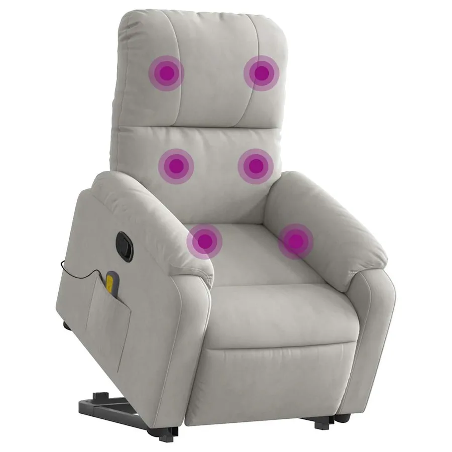 Fauteuil inclinable de massage gris clair tissu microfibre - 3