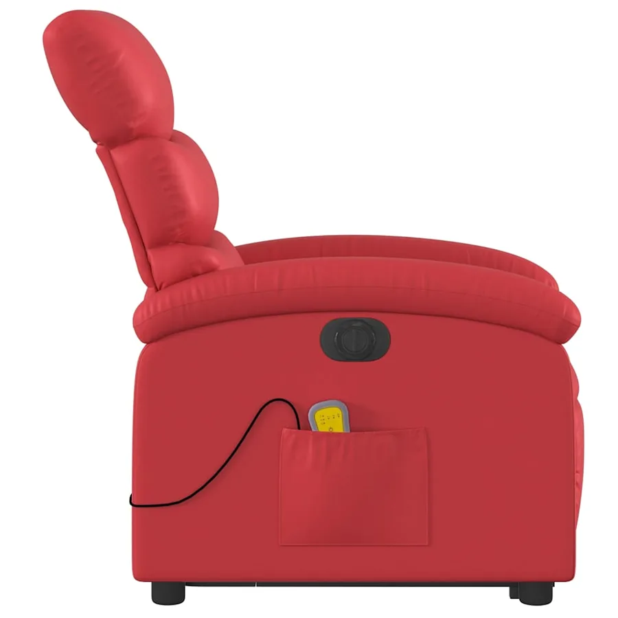 Fauteuil inclinable de massage électrique rouge similicuir - 10