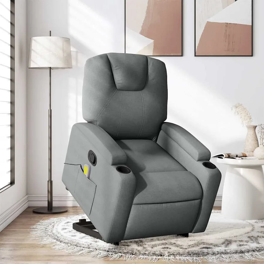 Fauteuil de massage inclinable Gris foncé Tissu - 16