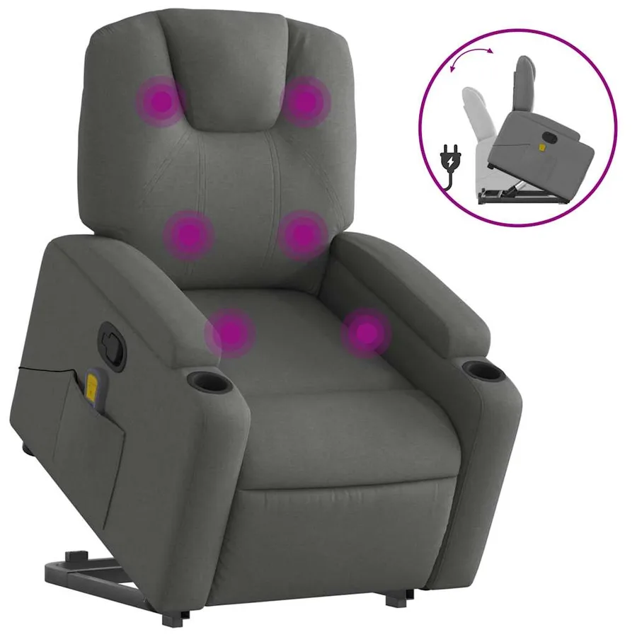 Fauteuil de massage inclinable Gris foncé Tissu - 2