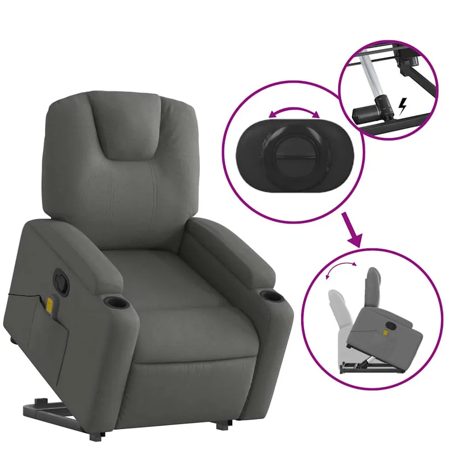 Fauteuil de massage inclinable Gris foncé Tissu - 6
