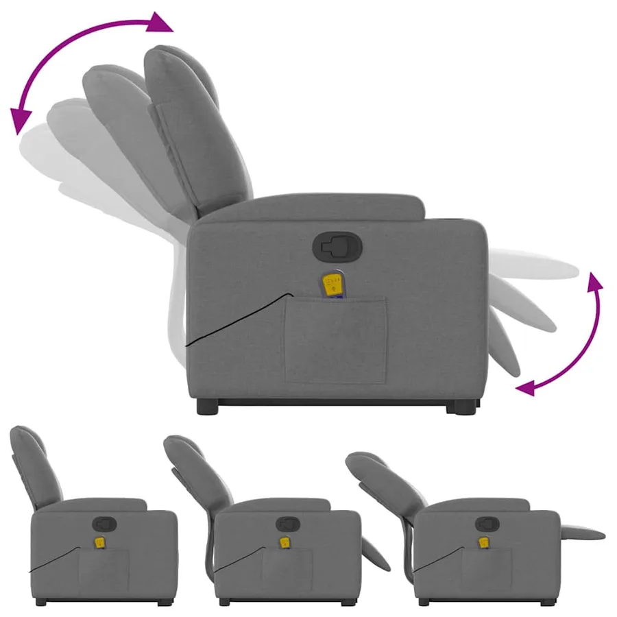 Fauteuil de massage inclinable Gris foncé Tissu - 7