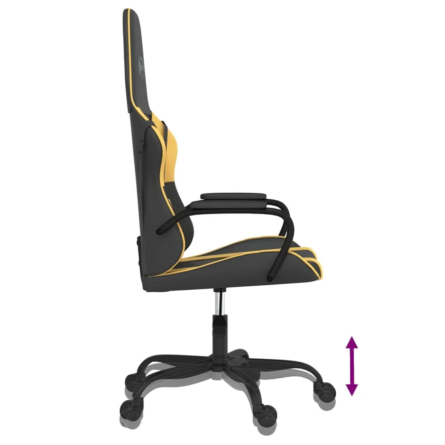 Chaise de jeu de massage Noir et doré Similicuir - 6