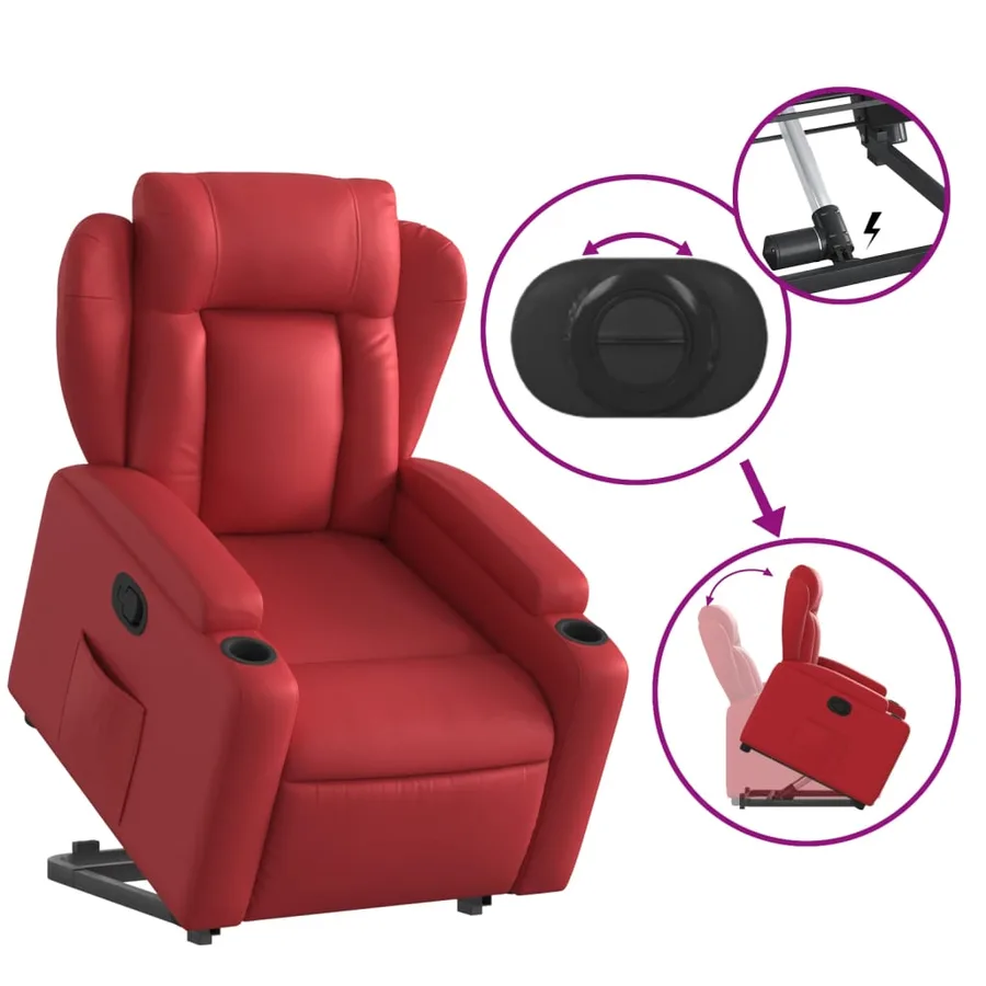 Fauteuil inclinable Rouge Similicuir - 6