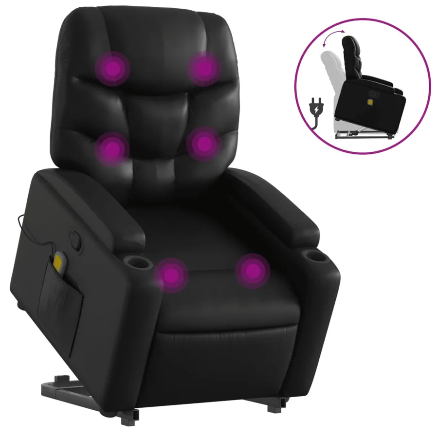 Fauteuil inclinable de massage Noir Similicuir - 2