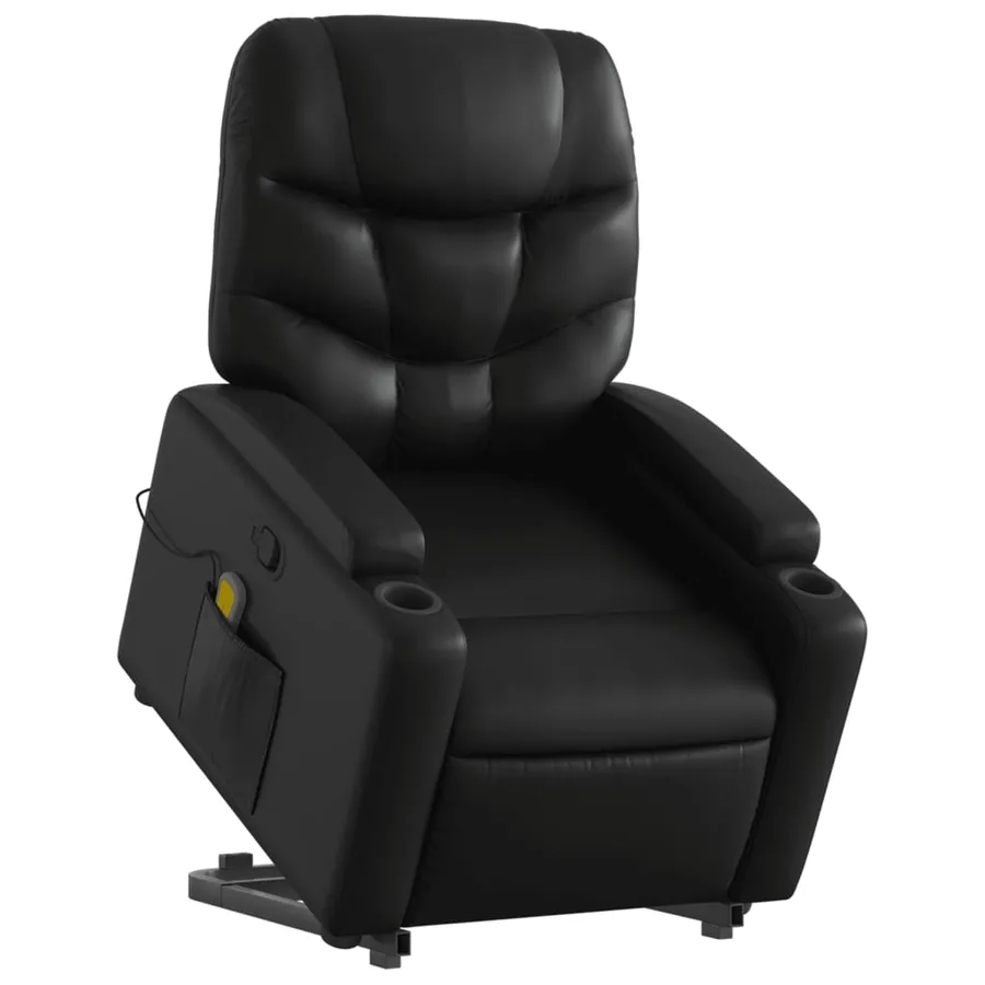 Fauteuil inclinable de massage Noir Similicuir - 3
