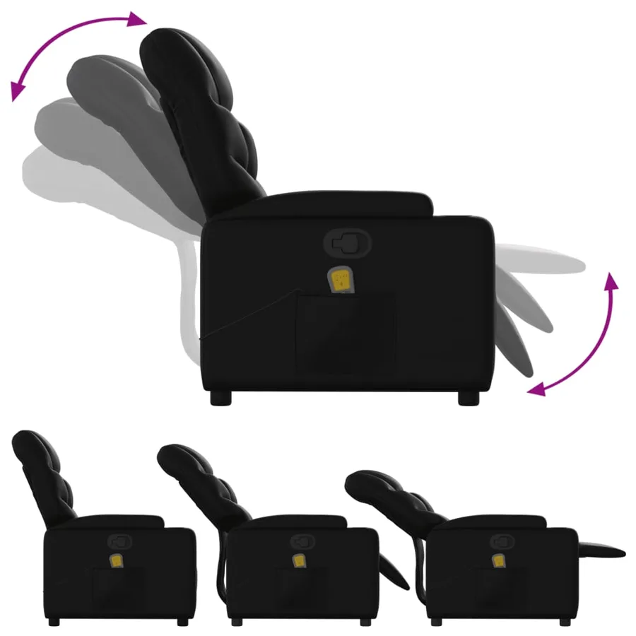 Fauteuil inclinable de massage Noir Similicuir - 7