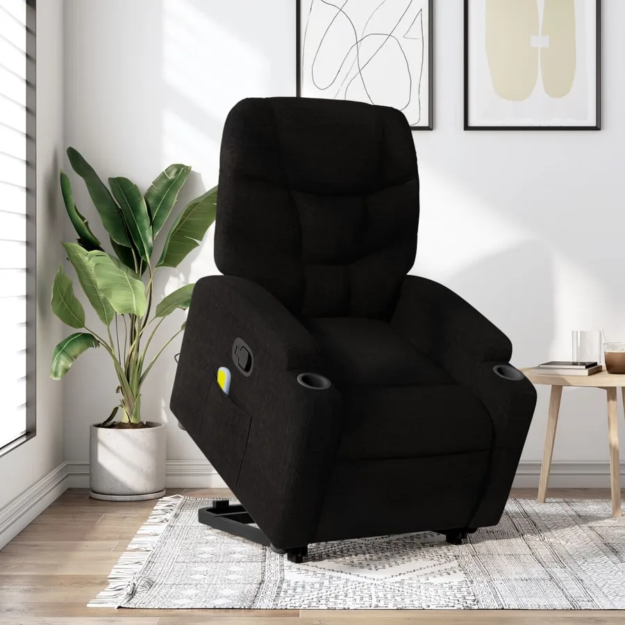 Fauteuil de massage inclinable Noir Tissu - 16