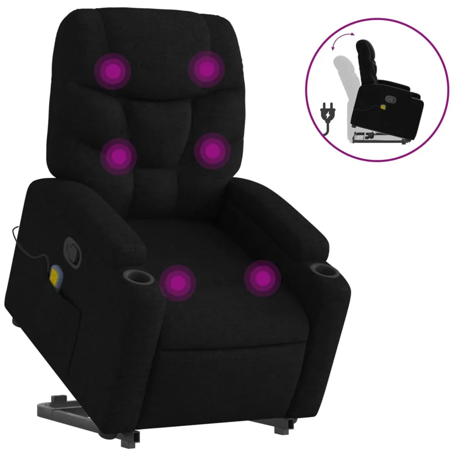 Fauteuil de massage inclinable Noir Tissu - 2